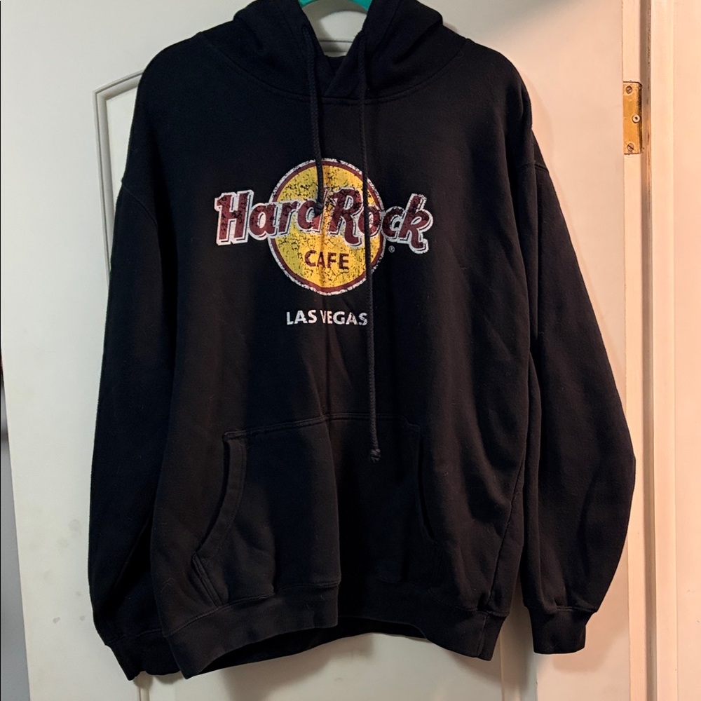 Hard Rock Cafe Black Hoodie with Yellow Logo Size XL